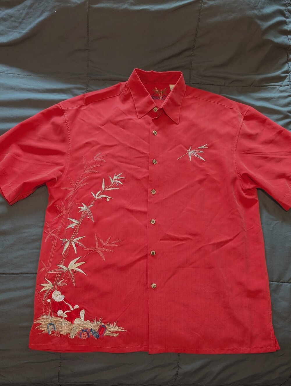 Bamboo Cay Resting Santa Holiday Camp Modal Shirt Medium